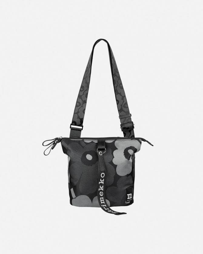 marimekko ブラックフラワートートバッグ Torna Unikko Bag | Marimekko