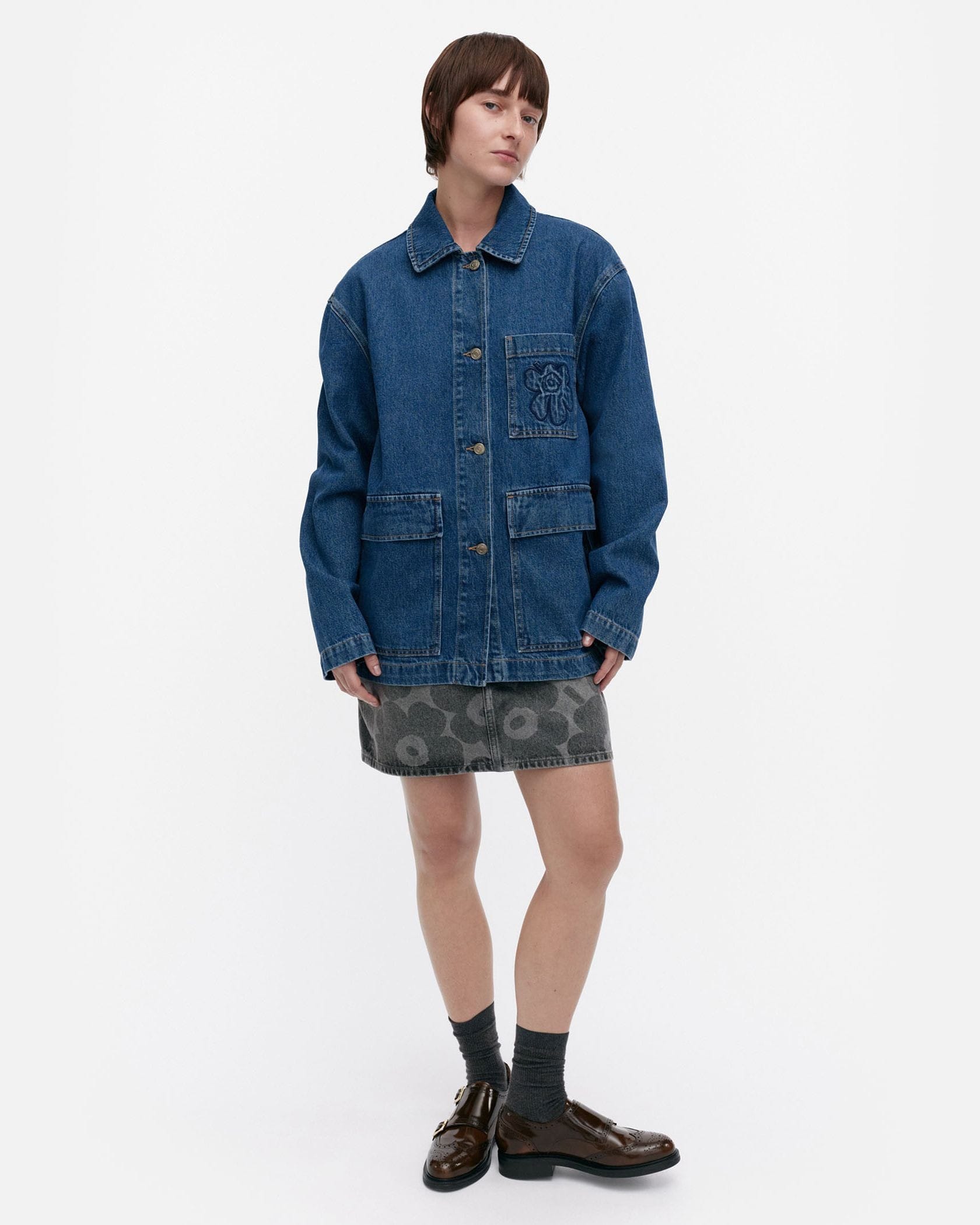 マリメッコ　ウニッコ　ジャケット 40 正規品　美品 アウターmarimekko Maridenim Poweri Unikko デニムジャケット | Maija Isola
