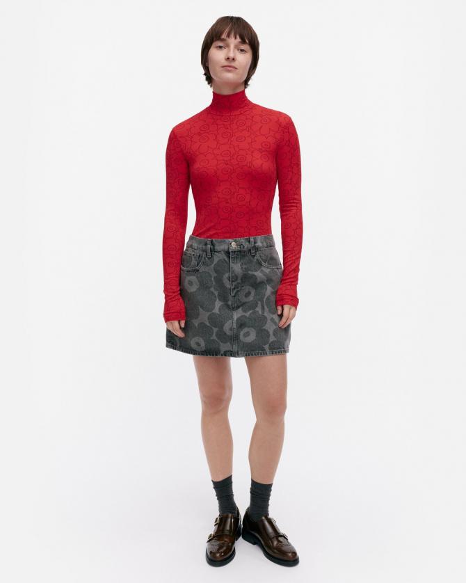 美品✨マリメッコ 二つ折り財布 ウニッコ型押し レザー レッド マリメッコ marimekko 財布 二つ折り財布 KATRI cabaret FUCHSIA