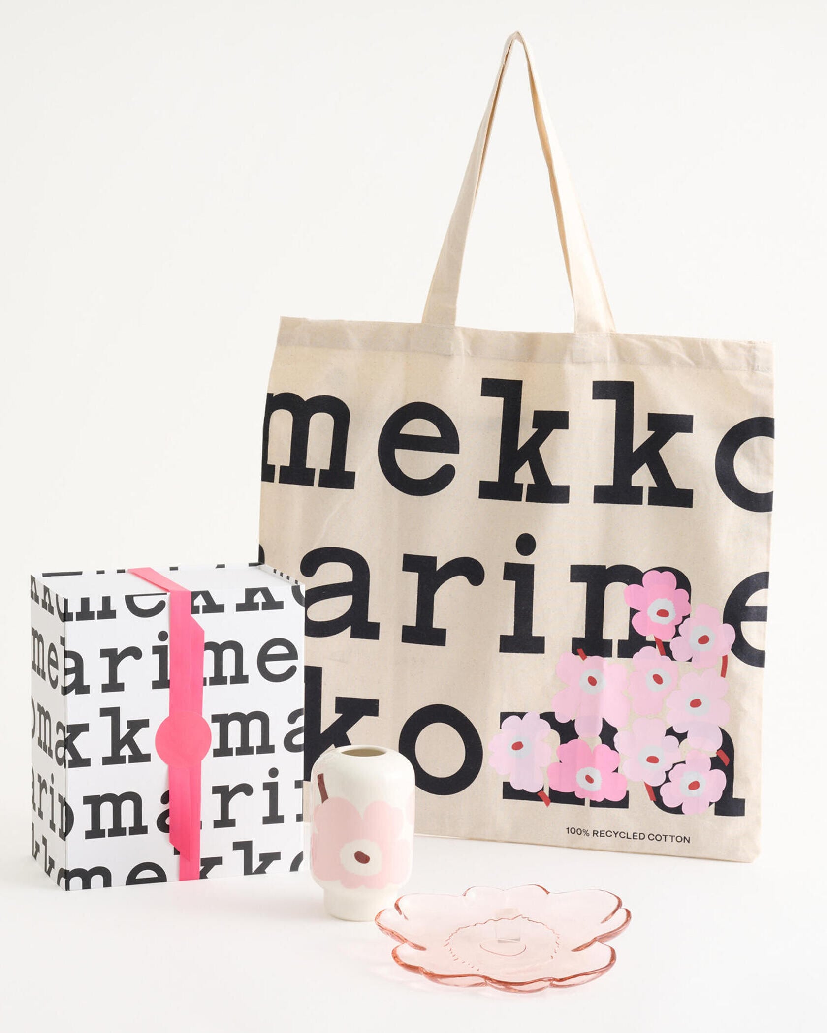 【オンライン限定】Unikko ベース & ガラスプレート 20cm スペシャルデザインファブリックバッグセット