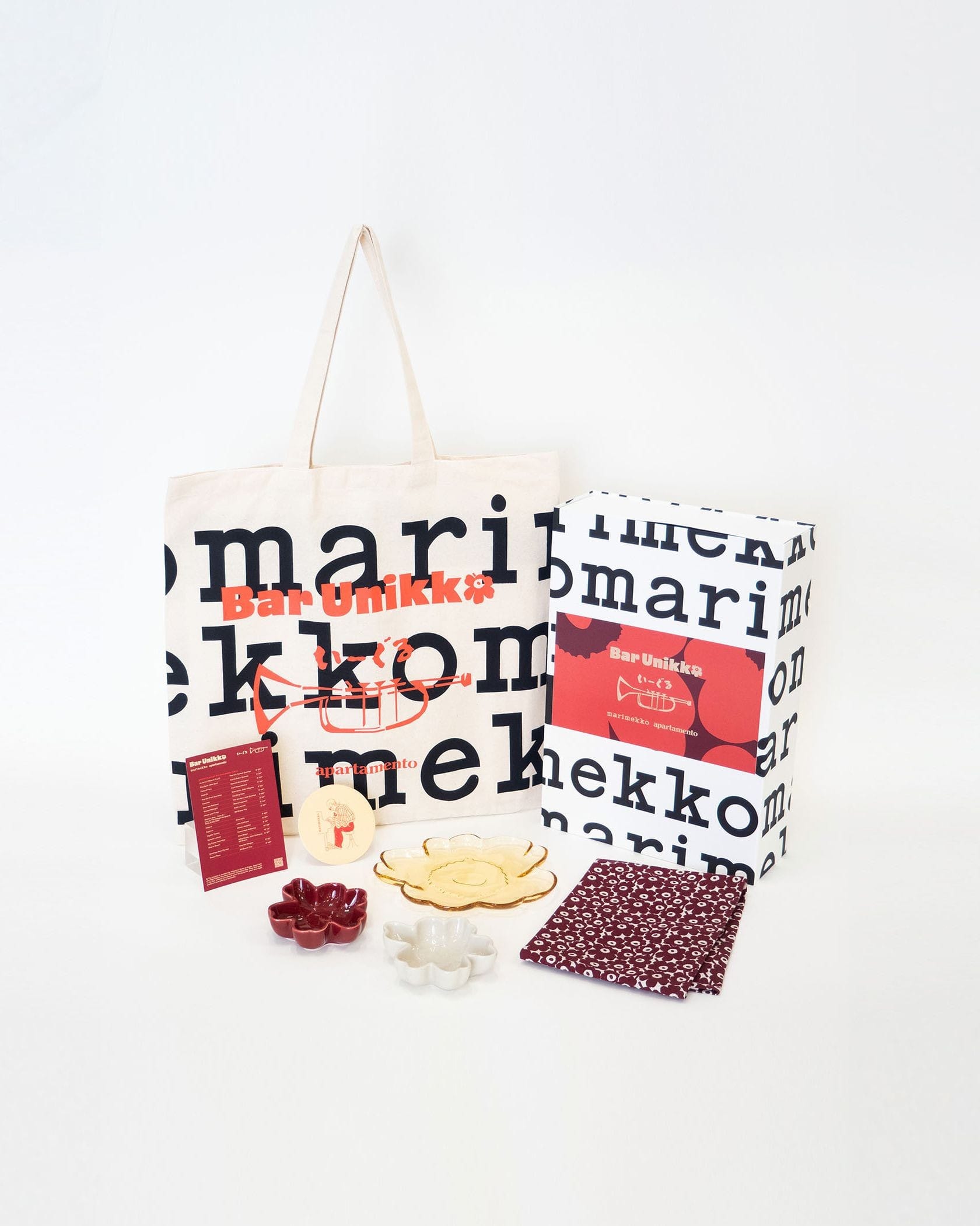 オンライン限定】Unikko ガラスプレート ＆ ボウルセット ＆ Pikkuinen