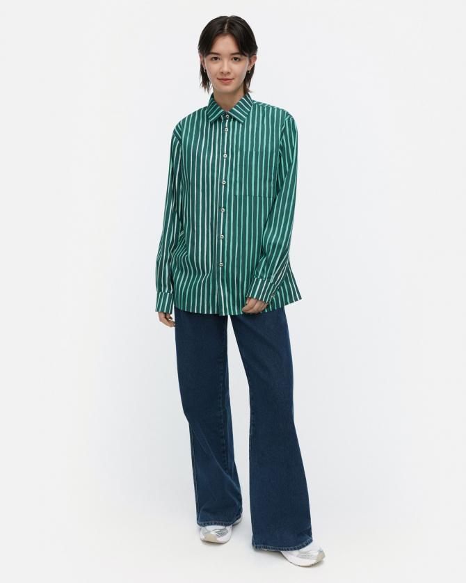 【超希少✨】マリメッコ　長袖シャツ　ジグザグ柄　エム・アールト期　フィンランド製 Tasaraita Unisex カットソー | Annika Rimala | Marimekko