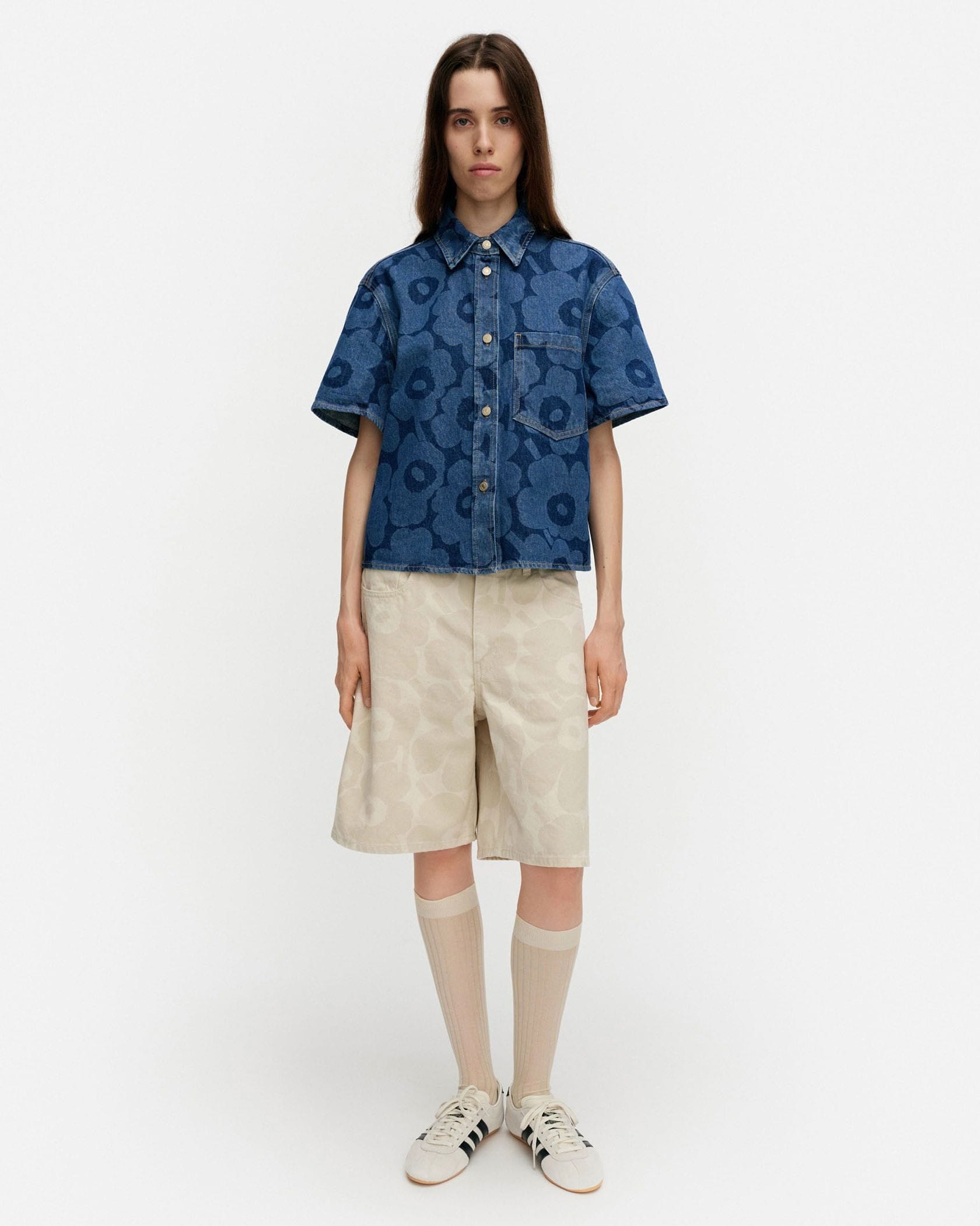 marimekko マリメッコ シャツ チュニック オデッサ 花柄 L2493 marimekko - marimekko マリメッコ シャツ チュニック オデッサ 花柄