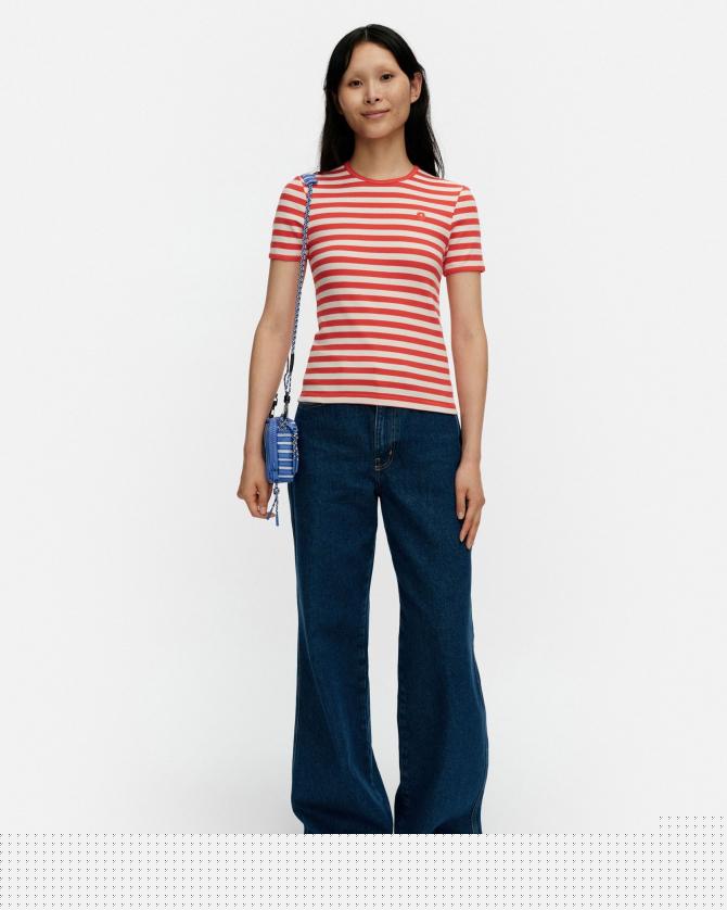 Kukkea Tasaraita Unikko Tシャツ