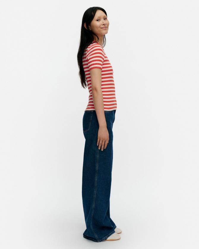 Kukkea Tasaraita Unikko Tシャツ